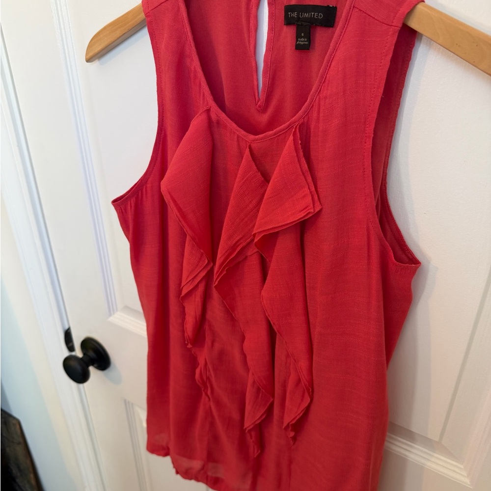 The Limited Women's Raspberry Pink Ruffle Sleeveless Blouse - Picture 4 of 9